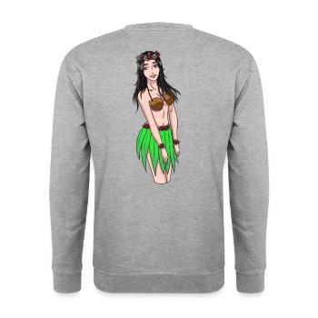 Hawaiian Mädchen Fantasy Sexy Girl Valentinstag - Unisex Pullover - Weißgrau meliert - Hinten - Michal (187cm)