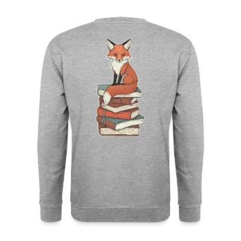 Renard sur pile de livres - Sweat-shirt Unisexe - gris chiné - Dos - Michal (187cm)