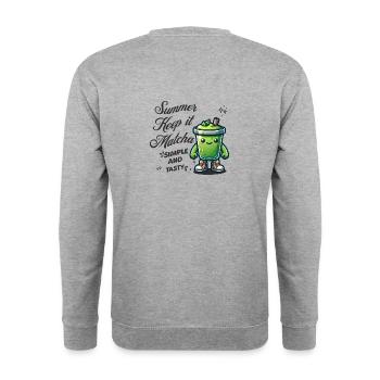 Summer Keep It Matcha - Unisex Pullover - Weißgrau meliert - Hinten - Michal (187cm)