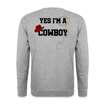 Cowboy - Unisex Pullover - Weißgrau meliert - Hinten - Michal (187cm)