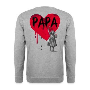 Papa - fille - Sweat-shirt Unisexe - gris chiné - Dos - Michal (187cm)