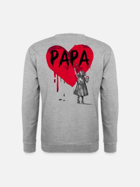 Papa - fille - Sweat-shirt Unisexe - gris chiné