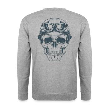 totenkopf motorrad geschenk shirt - Unisex Pullover - Weißgrau meliert - Hinten - Michal (187cm)