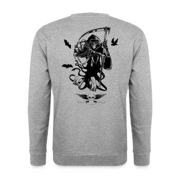 mort mort chemise de halloween cimetière - Sweat-shirt Unisexe - gris chiné - Dos - Michal (187cm)