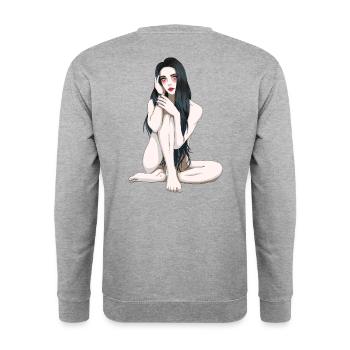 Vampir nackte Frau Dark Grufti Gothic Sex - Unisex Pullover - Weißgrau meliert - Hinten - Michal (187cm)