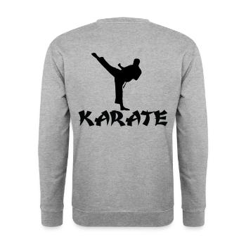 karate - Unisex Pullover - Weißgrau meliert - Hinten - Michal (187cm)