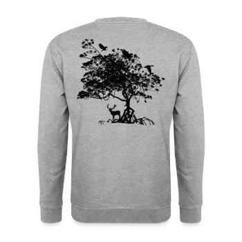 baum tiere geschenk - Unisex Pullover - Weißgrau meliert - Hinten - Michal (187cm)