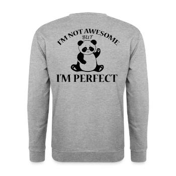 panda lustiger spruch geschenk shirt - Unisex Pullover - Weißgrau meliert - Hinten - Michal (187cm)
