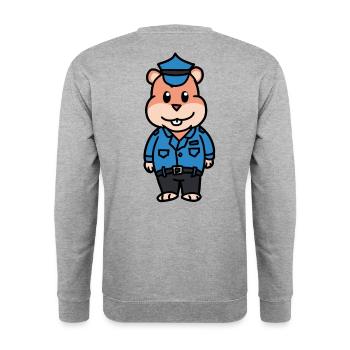 Police Hamster Policeman Profession Kids Child Cop Job - Unisex Sweatshirt - salt & pepper - Back - Michal (187cm)