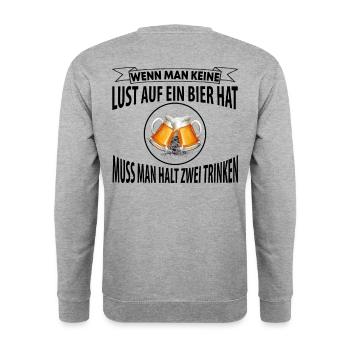 Lustiger cooler Bier Spruch Geschenk Tshirt - Unisex Pullover - Weißgrau meliert - Hinten - Michal (187cm)