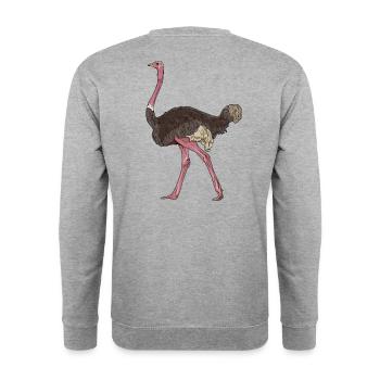Strauß Ostrich Vogel - Unisex Pullover - Weißgrau meliert - Hinten - Michal (187cm)