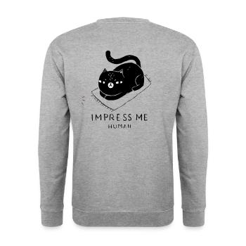 Frechte Katzen Lustig Cool Schwarzer Kater Präsent - Unisex Pullover - Weißgrau meliert - Hinten - Michal (187cm)