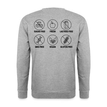 Sugar-Free Gluten-Free Lactose Intolerant Vegan - Unisex Sweatshirt - salt & pepper - Back - Michal (187cm)