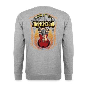 Rock n Roll - Rock Shirt mit slogan - Unisex Pullover - Weißgrau meliert - Hinten - Michal (187cm)