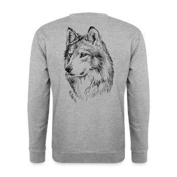 Wolf gift - Unisex Sweatshirt - salt & pepper - Back - Michal (187cm)