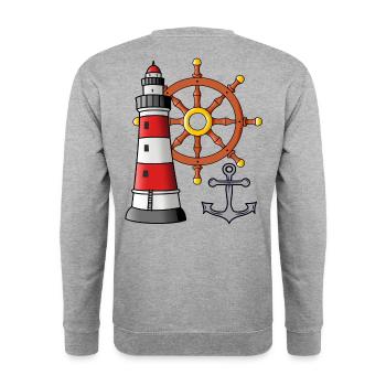 Phare Roue de commande Anker Marin Ahoi - Sweat-shirt Unisexe - gris chiné - Dos - Michal (187cm)