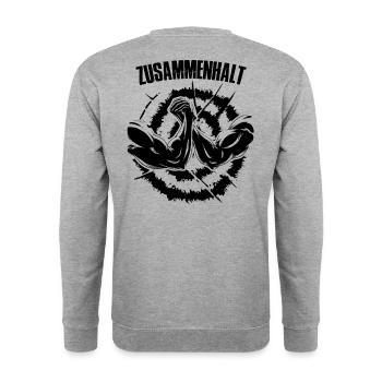 zusammenhalt mit Bizeps - Unisex Pullover - Weißgrau meliert - Hinten - Michal (187cm)