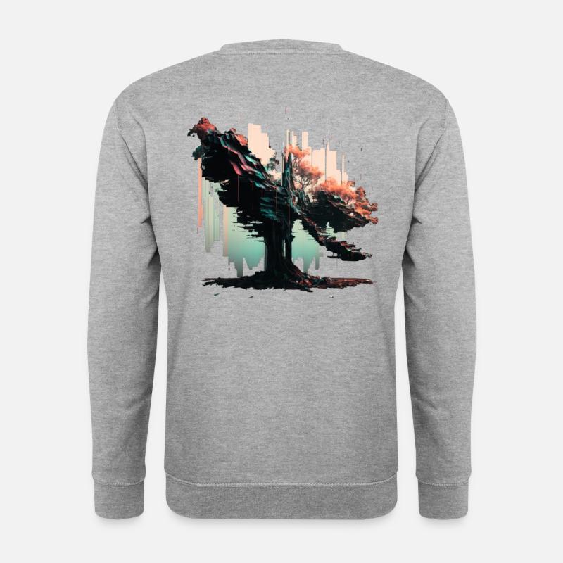 Japanischer Baum des Lebens - Unisex Pullover - Weißgrau meliert