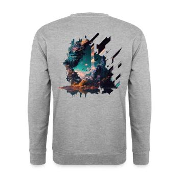 Futuristic Japanese city - Unisex Sweatshirt - salt & pepper - Back - Michal (187cm)