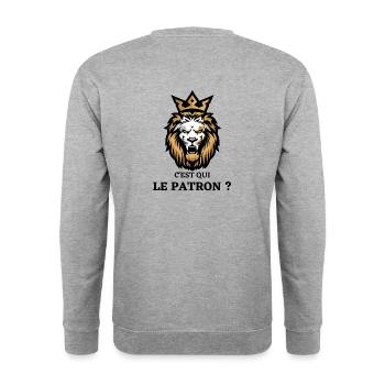 C'est qui le patron - Sweat-shirt Unisexe - gris chiné - Dos - Michal (187cm)