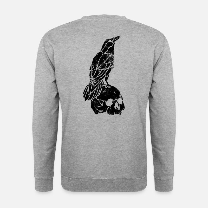 Skull Skull Fantasie Wikinger Krähe - Unisex Pullover - Weißgrau meliert