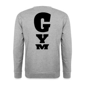 Gym Backprint Fitness Fitnessstudio Training - Unisex Pullover - Weißgrau meliert - Hinten - Michal (187cm)