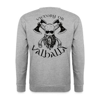 Victory or Valhalla - Unisex Pullover - Weißgrau meliert - Hinten - Michal (187cm)