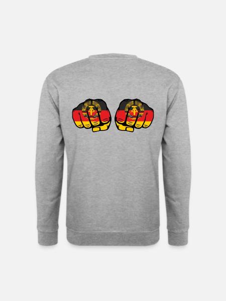 DDR Faust Held der Arbeit Abzeichen DDR Ostalgie - Unisex Pullover - Weißgrau meliert