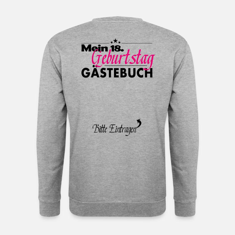 18. Geburtstag Gästeliste Gästebuch Party Geschenk - Unisex Pullover - Weißgrau meliert