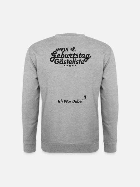 18. Geburtstag Gästeliste - Unisex Pullover - Weißgrau meliert