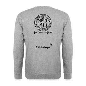40. Geburtstag Party Gästeliste Vintage 40 Jahre - Unisex Pullover - Weißgrau meliert - Hinten - Michal (187cm)