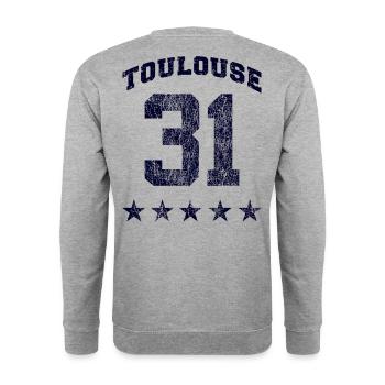 Toulouse 31, 5 étoiles Vintage. - Sweat-shirt Unisexe - gris chiné - Dos - Michal (187cm)