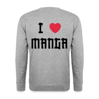 I love manga mask - Unisex Sweatshirt - salt & pepper - Back - Michal (187cm)