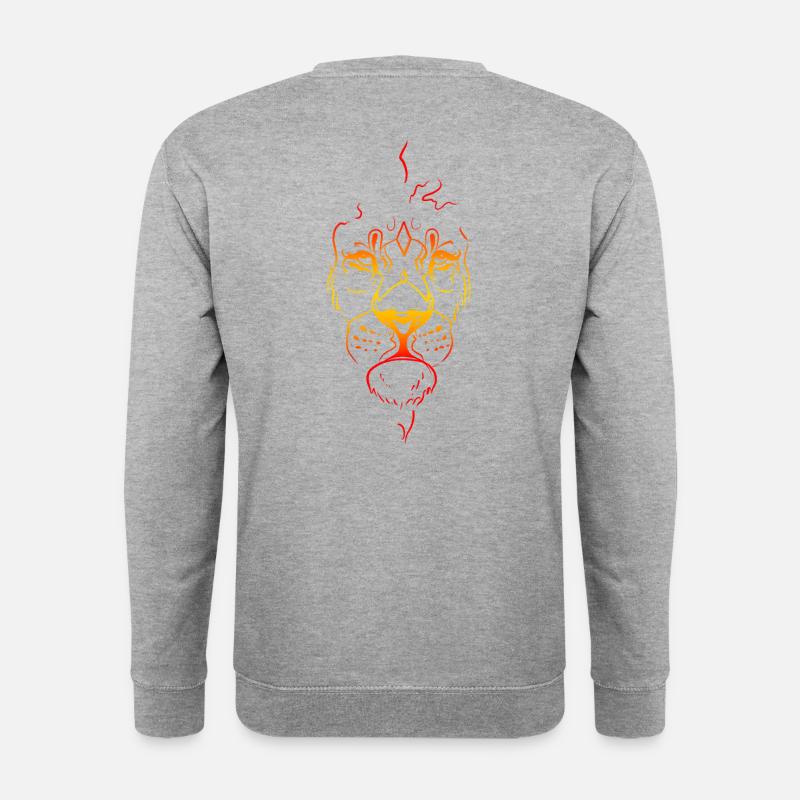 Sketch Löwe Flammen - Unisex Pullover - Weißgrau meliert