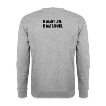 It Was Growth – Statement über innere Stärke - Unisex Pullover - Weißgrau meliert - Hinten - Michal (187cm)