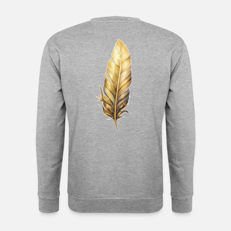 Golden Federn - Unisex Pullover - Weißgrau meliert