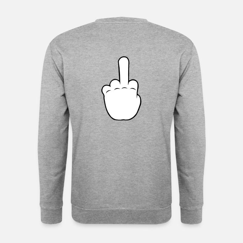 Hand middle finger | BP | Black/White - Unisex Pullover - Weißgrau meliert