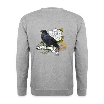 Corbeau - motif corbeau " Magic » - Sweat-shirt Unisexe - gris chiné - Dos - Michal (187cm)