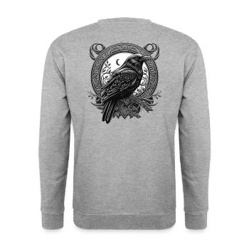 Rabe Krähe Keltisch - Unisex Pullover - Weißgrau meliert - Hinten - Michal (187cm)