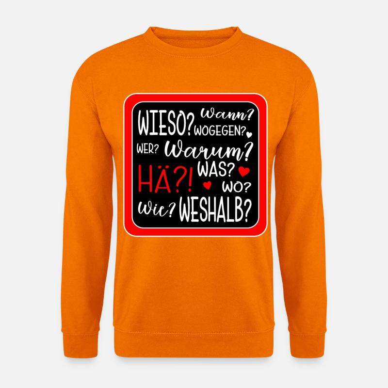 SCHULE - W-FRAGEN - DEUTSCHE GRAMMATIK - Unisex Pullover - Orange