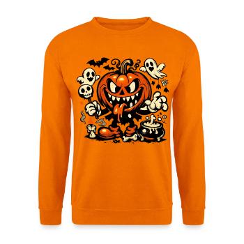 Gruseliger Kürbis Geist Fledermaus Kostüm - Unisex Pullover - Orange - Vorne