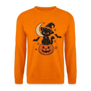 Magische Halloween Katze & Kürbis - Unisex Pullover - Orange - Vorne