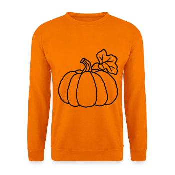 Halloween-Kürbis mit Blatt – Gekritzelte Skizze - Unisex Pullover - Orange - Vorne