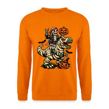 Skelett reitet Dino Halloween Kostüm Dinosaurier - Unisex Pullover - Orange - Vorne