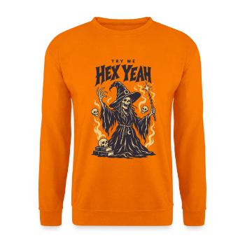 Skeletal witch TRY ME HEX YEAH - Unisex Pullover - Orange - Vorne