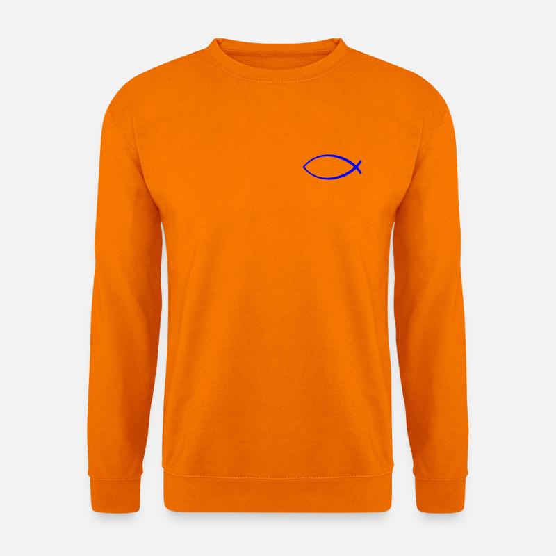 Ichtus Fisch dunkelblau - Unisex Pullover - Orange