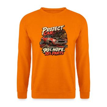 PROJEKT AUTO – 90 % Hoffnung, 10 % Teile - Unisex Pullover - Orange - Vorne