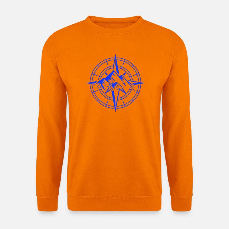 Abenteuerliche Kompass- und Berg-Motiv - Unisex Pullover - Orange