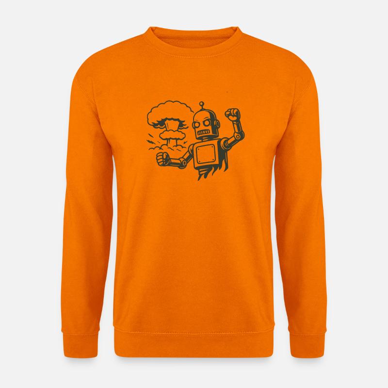 Robot rétro devant un nuage d’explosion - Sweat-shirt Unisexe - orange