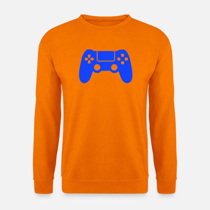 Blå spillkontroller-silhuett - Genser unisex - oransje